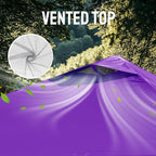CROWN SHADES 10x10 Pop Up Canopy - Patented Center Lock One Push Instant Outdoor Canopy Beach Tent with STO-N-Go Bag 8 Stakes & 4 Sand Bags，Purple