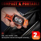 DARKBEAM Red LED Headlamp Dual Light High Lumens USB Rechargeable Redlight Headlight for Hardhat with Motion Sensor, Up/Down Adjustable, Waterproof Head Lamps for Camping, Fishing, Hunting