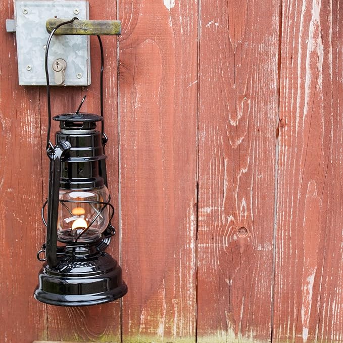 Feuerhand Outdoor Kerosene Fuel Lantern, German Made Weather Resistant Baby Special 276 Galvanized Hurricane Lamp for Camping or Patio, 10 Inches, Black