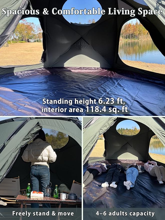 TOMOUNT Dome Hot Tent with Stove Jack 4 Person Backpacking Tent for 4 Season Waterproof Glamping Hiking
