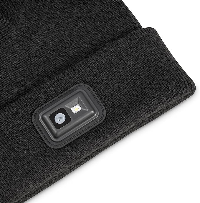 POWERCAP LED Hat Light 150 Lumens Rechargeable Fleece Beanie with Bright Built-in Headlamp Waterproof LED Warm One Size Cap