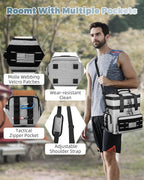 Tactical Lunch Bag & Lunch Box for Men - Large Double Deck Expandable Insulated Soft Adult Lunchbox for Work - Cooler Bag for Beach, Picnic, Camping,Outdoor，Travel (Gray,16L)
