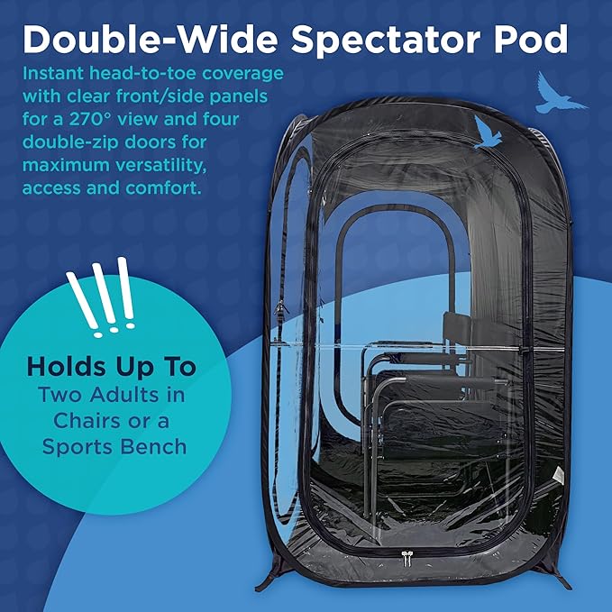 WeatherPod® The Original Shark Tank Side-by-Side™ 2-4 Person Pop-Up Pod - Stay Warm, Dry, and Out of The Sun - Weather Pod for Sports, Rain, or Wind - Simple to Set Up and Tear Down