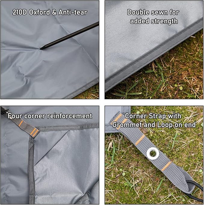 Hikeman Tent Footprint - Waterproof Camping Tarp, Heavy Duty Tent Floor Saver, Ultralight Ground Sheet Mat for Hiking, Backpacking, Hammock, Beach - Storage Bag Included(PU3000mm,140 * 210CM)