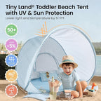 Tiny Land Baby Beach Tent – Pop Up Baby Tent with UV Protection, Portable Baby Beach Essentials, 35.4"x27.6"x31.5" Sun Shelter for Infants, Baby Summer Outdoor Use (Light Blue Gingham)