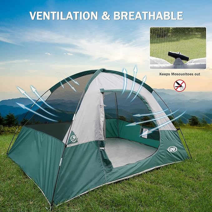 Camping Tent 2-4 Person, Waterproof Windproof Tent with Rainfly Easy Set up-Portable Dome Tents for Camping…