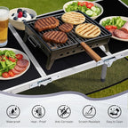 VINGLI Small Folding Table Portable 3FT Aluminum Foldable Camping Table for Picnic Card Table with 3 Adjustable Height & Carry Handle for Outdoor Indoor Hiking Camp BBQ Beach-Black