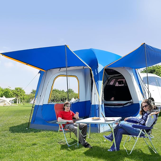 ABORON SUV Tent, 4/6 Person Waterproof SUV Camping Tent, Easy Setup Car Tent with Rainfly & Awning for Family Outdoor Adventures
