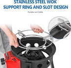 Outdoor Cooker Wok Station with Cover, Iron Wok, Electronic Ignition and Burner 54000 BTU for BBQ, Backyard
