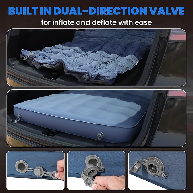 OUTSKIRT Camping Sleeping Pad for Tesla Model Y, 4" Thick Self Inflating Sleeping Mat, 9.5 R-Value Car Camping Pad, Camping Air Mattress Bed