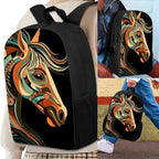 3 PCS Tribal Horse Backpack for Teen Boys 17 Inch Large Capacity Boys Bookbag Age 8-10 Lightweight Teens School Backpack with Lunch Bag for Elementary School Travel Hiking Rucksack