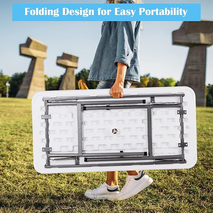 KOTEK Folding Ice Cooler Table with Matching Skirt, Drain Hose & Bucket, Foldable Buffet Beverage Cooler Server, Portable Chill Table for Party, Picnic, BBQ, Camping (White)