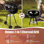 18 Inch Charcoal Grill, HaSteeL 2-In-1 Kettle Outdoor Barbecue Grill, Portable Black BBQ Grill for Camping/Backyard/Patio/Picnic, Porcelain-Enameled Lid & Fire Bowl, 254.SQ.IN Cooking Area, 13-Piece