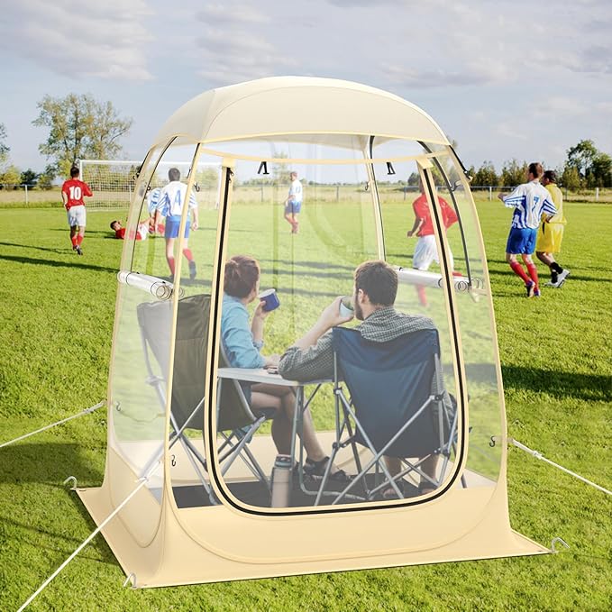 Goplus Sports Tent, Instant Pop up Weatherproof Shelter, Portable & Foldable Outdoor Clear View Bubble Tent w/Carrying Bag, Floor Mat, Watch Sports Events Camping (1-2 Person 4.2 x 4.2 ft)