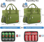 Coobiiya Large Expandable Insulated Lunch Bag Cooler Bag，12-23L Lunch Box for Men Double Deck Leakproof，Heavy Duty LunchBag Cooler Bags for Camping, Travel, Kayaking & Beach