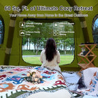 2025 Upgraded Waterproof Inflatable Camping Tent, Large Blow-Up Air Tent, No Assembly Needed Luxury Glamping House, Oxford Fabric
