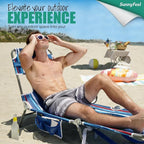 daystar SunnyFeel Beach Lounge Chair, Backpack Reclining Beach Chairs Lay Flat, Face Down Tanning Chair, Folding Camping Chairs Portable Camp Cot with Backpack Straps for Outdoor/Picnic/Lawn