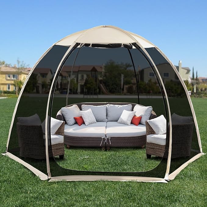 Alvantor Pop Up Screen House Gazebo with Mosquito Netting, Instant UV Resistant Sun Shelter for Patio & Backyard, Portable Canopy Tent for 2-10 Person