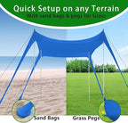 Beach Tent, Beach Canopy UPF50+ with Sandbags, Sand Shovels, Ground Pegs & Stability Poles, Outdoor Shade Camping Sun Shelter for Camping Trips, Fishing, Backyard Fun or Picnics