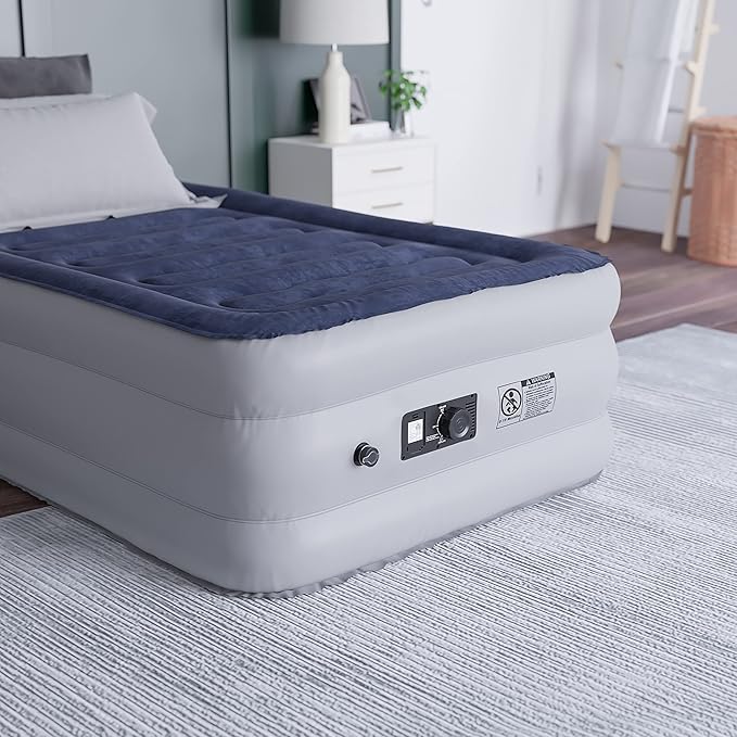 EMMA + OLIVER 18 Inch Twin Size Raised Inflatable Air Mattress with Internal Electric Pump