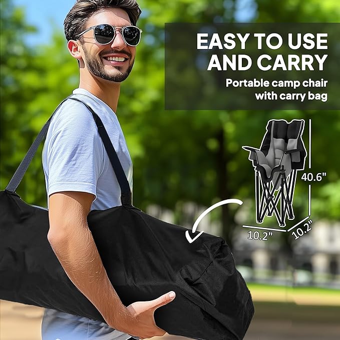 Outsunny Double Camping Chair for Adults, Padded Folding Camp Chair for 2 Person with Armrest, Wine Glass Holder, Cup Holder, Carry Bag for Outdoor Sports, Picnics, Supports up to 552 lbs.