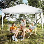 COBIZI 10x10 Pop Up Canopy Tent with 4 Sandbags, Easy Set Up Tent, Instant Outdoor Sun Shelter Canopy with 8 Stakes,4 Ropes&Carry Bag, Tents for Parties, Beach, Backyard,Camping(White)