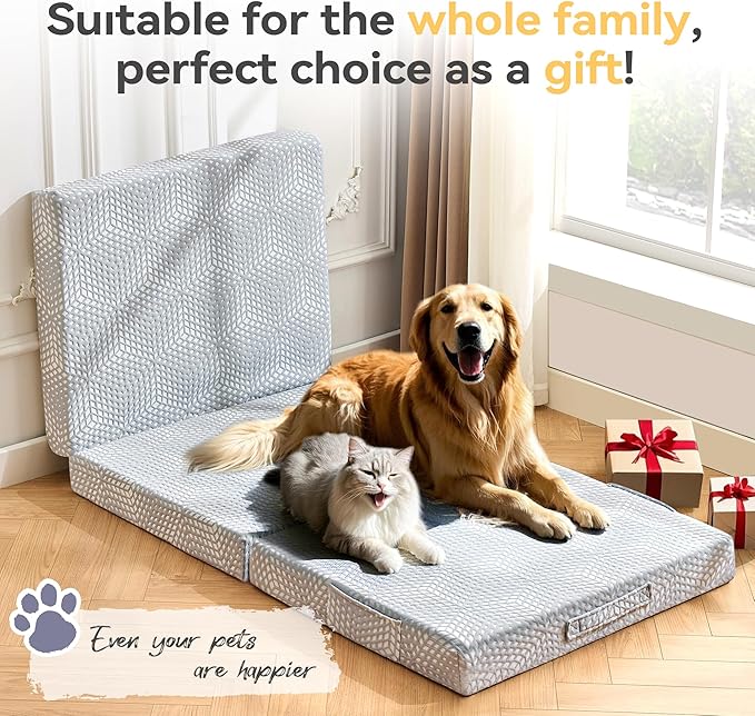 BDEUS Memory Foam Folding Mattress 4 Inch Twin Size with Protable Storage Bag, Trifold Mattress Topper Soft Guest Bed Floor Mat for Kids Camping Road Trip, Gray, 38 x 75 Inch