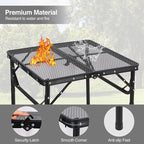 RedSwing Portable Grill Table for Outside, Aluminum Square Folding Grill Stand Table for Outdoor Camping Picnic BBQ, Lightweight Adjustable Height, 24"x24", Black