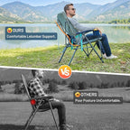 TIMBER RIDGE Oversized Camping Chair with Lumbar Support, Portable Folding Chair Heavy Duty for Adults Supports 450 LBS for Outdoor Camping, Lawn, with High Back, Cup Holder, Side Pocket - Blue, 2Pack