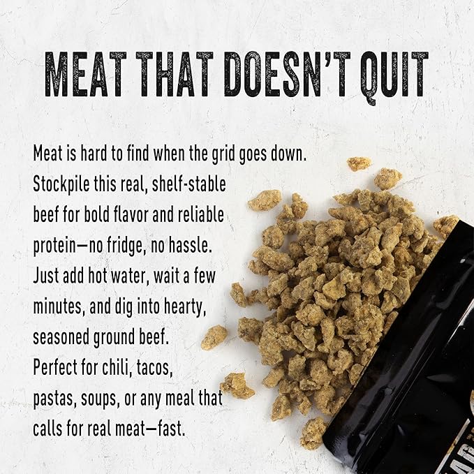 Ready Hour Freeze-Dried Beef Crumbles Case Pack – 12 Servings (6 Pouches) – Emergency Protein Supply, Long-Term Meat Storage, Prepper Meat Pack, Shelf Stable Beef, Survival Food