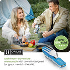 Orblue 4-in-1 Camping Utensils, 1-Pack, Portable Stainless Steel Spoon, Fork, Knife & Bottle Opener Combo Set - Travel, Backpacking Cutlery Multitool, Blue