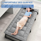 Portable Folding Adult Bed with Removable Pillow, Adjustable Recliner Camping Cot for Office, Beach & Outdoor Use(180x62cm)