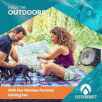 EXTREMEMIST 14” Solar Powered Misting Fan Pro – 4 Mister Nozzles, 30W Solar Panel | Detachable Pump with 16ft. Misting Line | Perfect for Outdoors, Camping, Tailgating - Cools air up to 30°F (17C)
