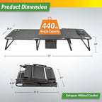 Folding Camping Cot with Mattress for Adults up to 440lbs - Heavy Duty Foldable Bed with Removable Cot Mattress and 3 Recline Positions for Travel, Camp, Beach or Guest Bed by Wakeman Outdoors (Navy)