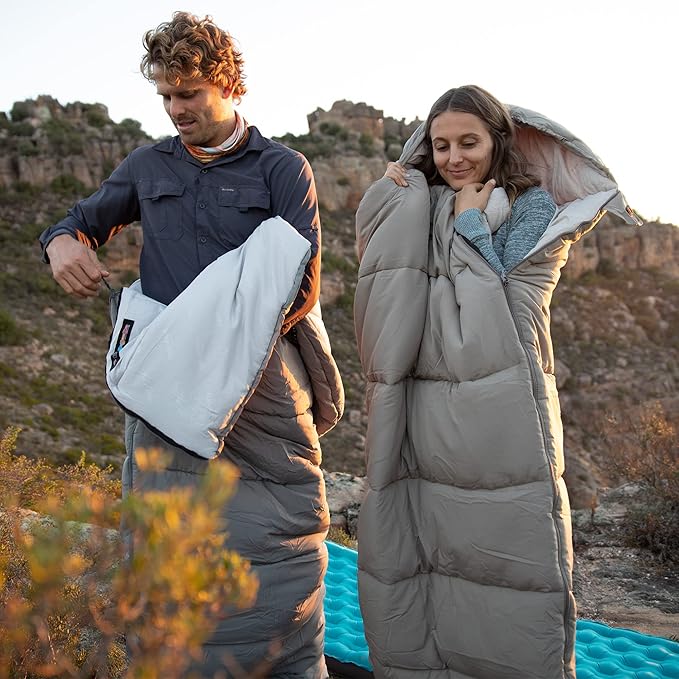 Naturehike Sleeping Bag for Adults with Hood, 33-53℉ Lightweight Hollow Cotton Sleeping Bag, 3 Seasons Waterproof Spliceable Sleeping Bags for Camping, Hiking, Traveling