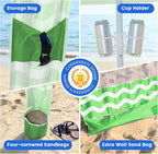 Zeraty Beach Cabana 8'×8', Portable Beach Canopy with Side Wall, Easy Pop Up UPF 50+ Silver-Coated Beach Tent Sun Shelter, Wind Resistant Adjustable Height Beach Umbrella Tent for Family, Green