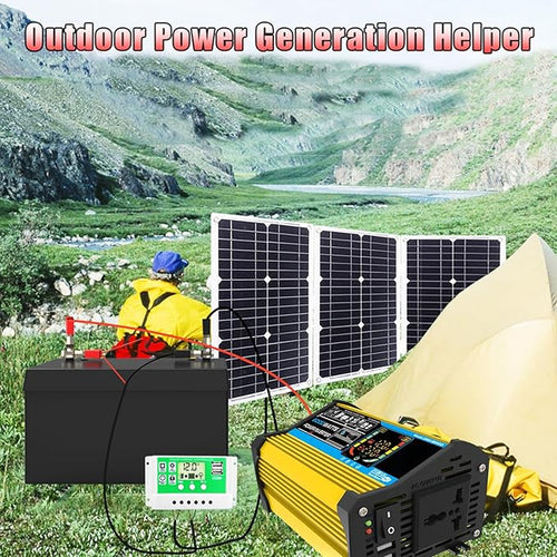 100W Monocrystalline Solar Panel Kit with Lightweight Inverter for RV, Camping, and Boat(Black,75W)