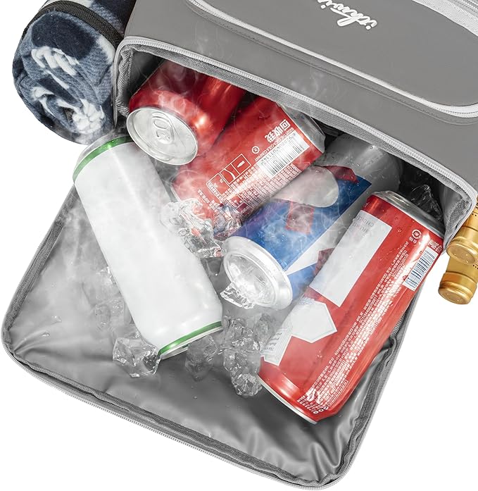 Cooler Backpack, 40 Cans Insulated Lunch Backpack Picnic Backpack for Men&Women, Durable Cooler Bag with 2 Leak Proof Compartments for Picnic, BBQ Camping, Lunch, Beach, Hiking, Gray