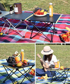 iClimb Ultralight Compact Camping Folding Table with Carry Bag (Black - L)