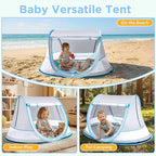 Baby Beach Tent, Pop Up Beach Tent Sun Shade for Beach, UPF 50+ UV Protection Sun Shelters for Infants with Carry Bag for Outdoor Travel, Camping(Gray)