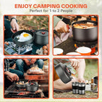 Sportneer Camping Cookware Set, 18Pcs Non-Stick Lightweight Pots, Pan, Kettle with Stainless Steel Cups, Plates, Forks, Knives & Spoons for Camping, Backpacking, Hiking, Outdoor Cooking & Picnic