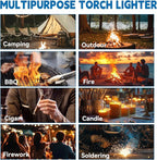 ZMQW Torch Lighter, Camping Lighter, Windproof Adjustable Red/Blue Big Jet Flame Butane Lighter with Safety Lock, Refillable Gas Butane Torch for Grill Campfires Kitchen Candles Fireplace BBQ, Gift