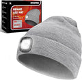 Unisex Beanie Hat with Light, Rechargeable Headlamps Cap, Gifts for Men, Hiking, Camping headlamps, Cool Gadget Birthday Gifts for Men, Women, Dad, Father, Boyfriend, Grey