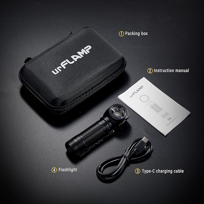 C6 2000 Lumens Rechargeable Flashlight, 3800mAh Proximity Sensor & Right-Angle LED Flashlights, Magnetic Base, TIR Lens, IP68 Waterproof, Hands-Free Sensing Control
