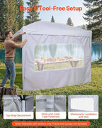 VEVOR Canopy Sidewalls, Fit for 10 x 10 ft Pop Up Canopy Tent, Tent Side Walls w/Waterproof Sunlight Protection Layer for Outdoor Event Tents, Vendor Booth, Camping (3 Sidewalls + 1 Door Curain Only)