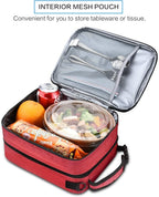 Tirrinia Expandable Insulated Lunch Bag for Men Women – Leakproof Reusable Cooler LunchBox for Kids & Adults with Shoulder Strap, Perfect for Work, School, Office, Travel,Red
