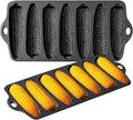 2 Pcs Cast Iron Corn stick Pan Corn Bread Molds with 7 Corncob Sticks Cornbread Loaf Cakes Corndog Baking Compatible with Oven, Stovetop, Grill, and Campfires