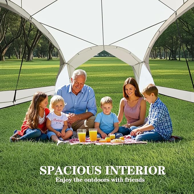 Large Beach Canopy Tent 14 X 14ft, UPF 50+ Pop Up Sun Shelter for 8-10 Person, Portable Beach Sun Shade with Side Walls for Camping, Fishing, Backyard, Fishing, Parties, Picnics