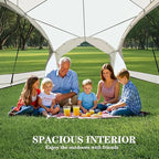 Large Beach Canopy Tent 14 X 14ft, UPF 50+ Pop Up Sun Shelter for 8-10 Person, Portable Beach Sun Shade with Side Walls for Camping, Fishing, Backyard, Fishing, Parties, Picnics