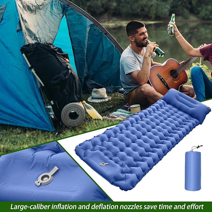 Camping Pad | Compact Blow Up Portable Airbed Mattress | Lightweight Backpacking Sleep Mat - for Outdoor Travel Backpacking Hiking Tent Car Truck SUV Women Men